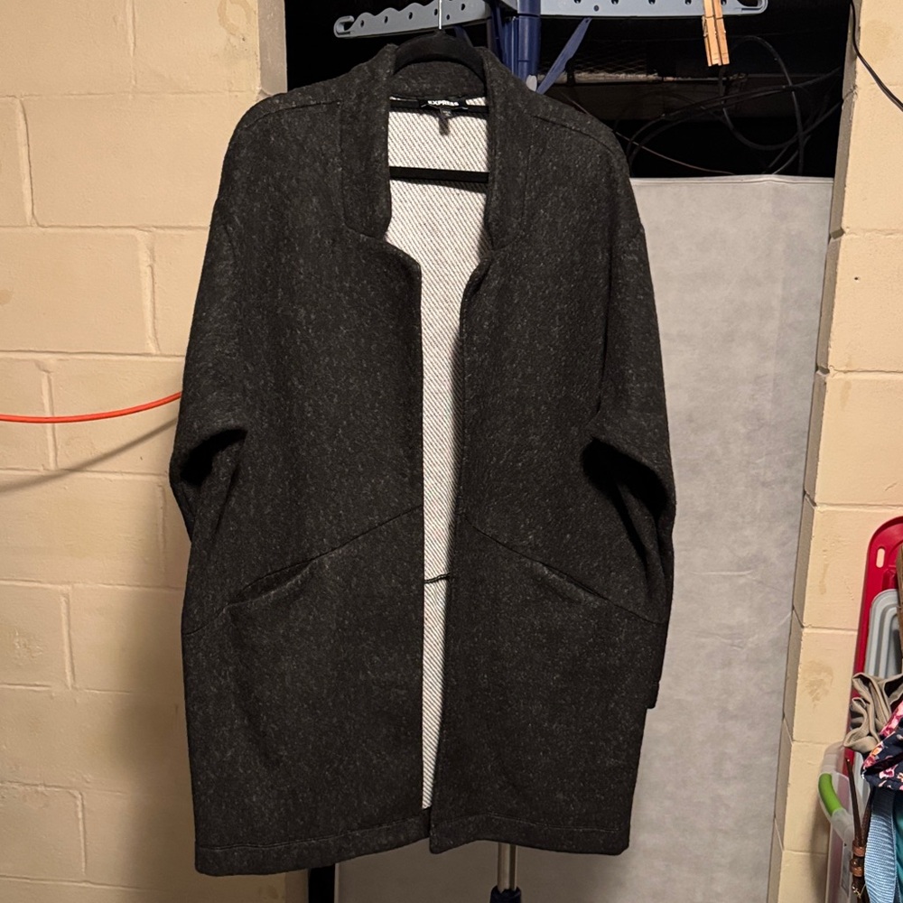 Express XL Charcoal Open Front Coat